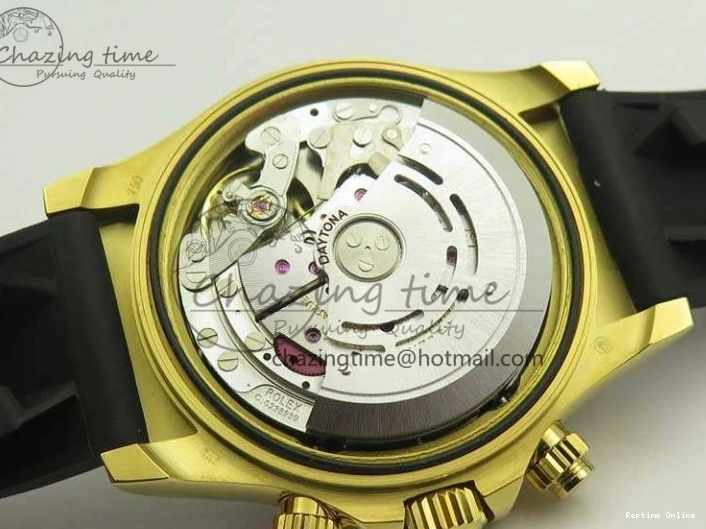 0522 Chic Daytona 116518LN YG JH Best Black Gold Dial On Rubber Strap A4130 (Free XS Rubber ) 3458